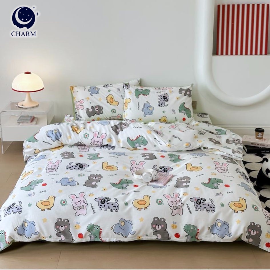 CHARM DREAMY ชุดผ้าปูที่นอน 6ฟุต 5ชิ้น ลาย HAPPY ZOO – ผ้าปูที่นอน พร้อมปลอกหมอน (ไม่รวมผ้านวม)_9